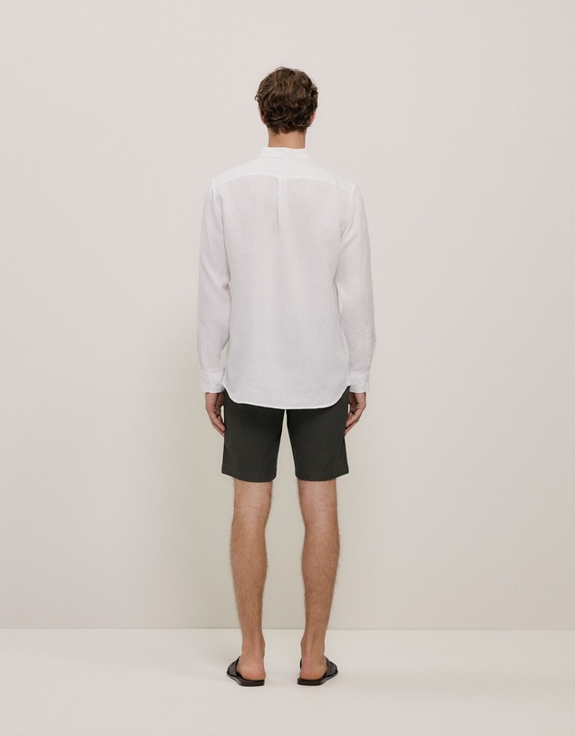 Trenery - Regular Fit Linen Classic Long Sleeve Shirt in White