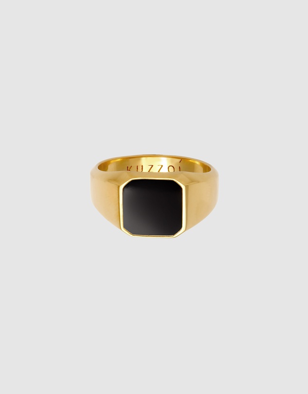 Kuzzoi - ICONIC EXCLUSIVE - Enamel Signet Ring in Gold-Plated 925 Sterling Silver
