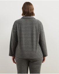 Atmos&Here Curvy - Mirabel Long Sleeve Jersey Polo Top