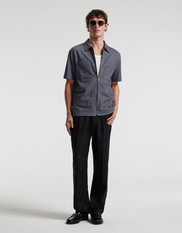 Calibre - Stripe Zip Through Shirt Navy