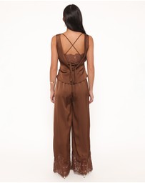 Petal & Pup - Viola Drawstring Wide Leg Pant - Chocolate