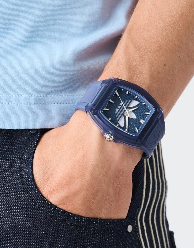 adidas Originals - City Tech Five Crystal 44mm Blue Resin Strap Watch