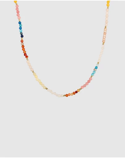 Elli Jewelry - Necklace Agate Beaded Summer 925 Sterling Silver Gold-Plated