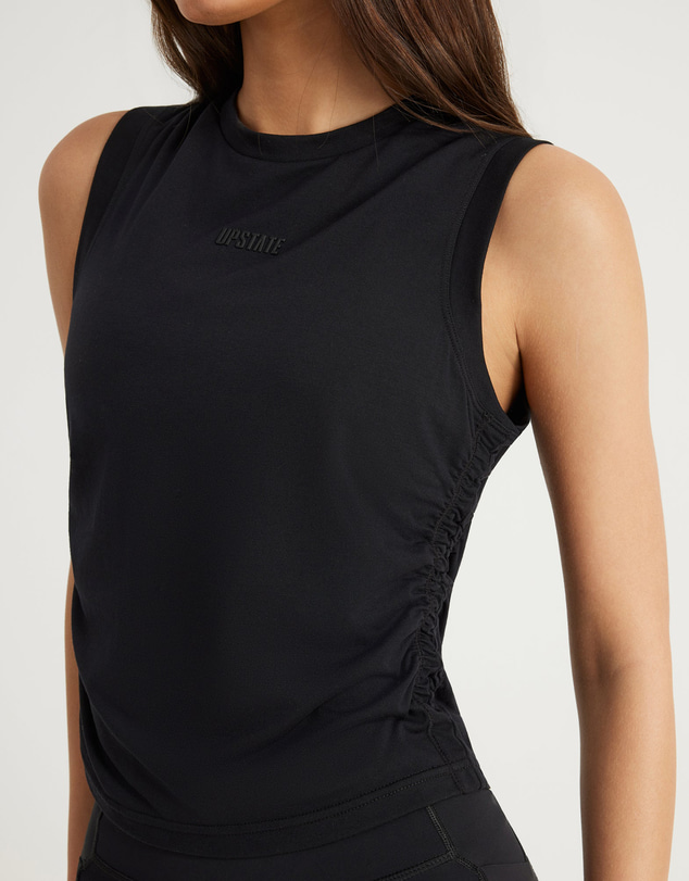 Upstate - Air Flex Gathered Tank Top - Black