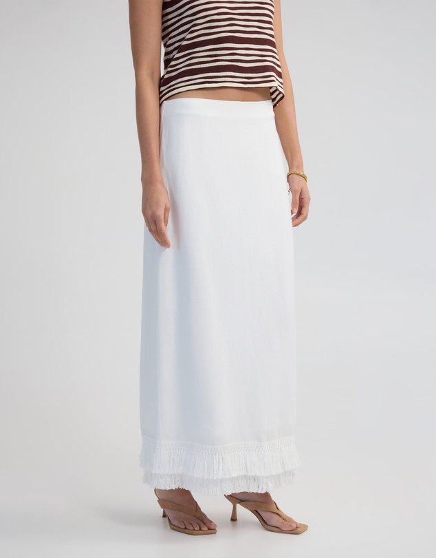Oxford - Gabrielle Linen Blend Fringed Skirt