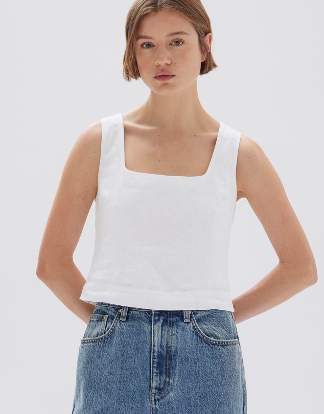 Revibe - Repaired Assembly Label Linen Womens Tops