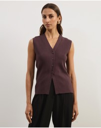 Atmos&Here - Noel V-Neck Sleeveless Knit Cardigan