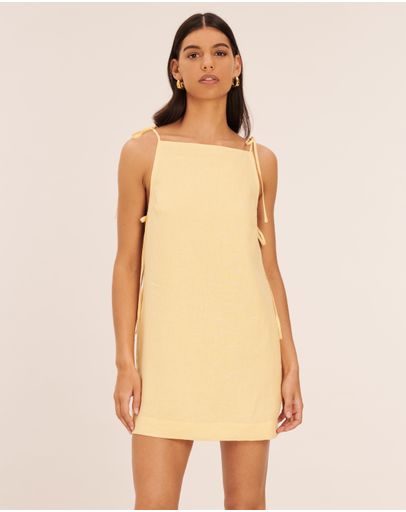 Linen Tie Shoulder Mini Dress by AERE Online | THE ICONIC | Australia