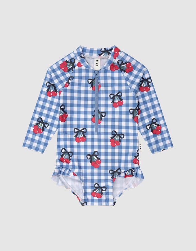 Huxbaby - Cherry Gingham Raglan Swimsuit - Babies-Kids