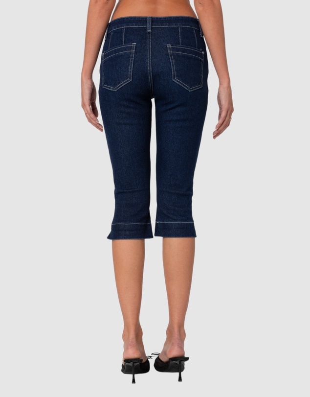EDIKTED - Contrast Stitch Capri Jeans