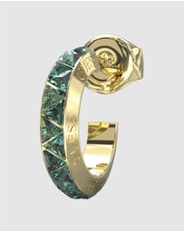 GUESS - Gold-Tone Green Trinity Hoop Earrings