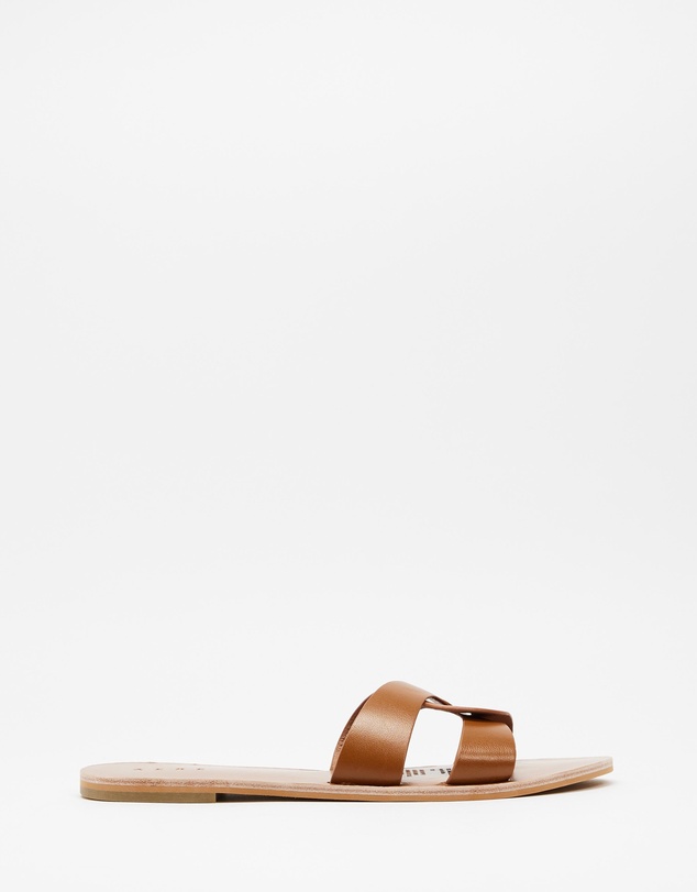 AERE - Leather Cross Loop Flat Slides
