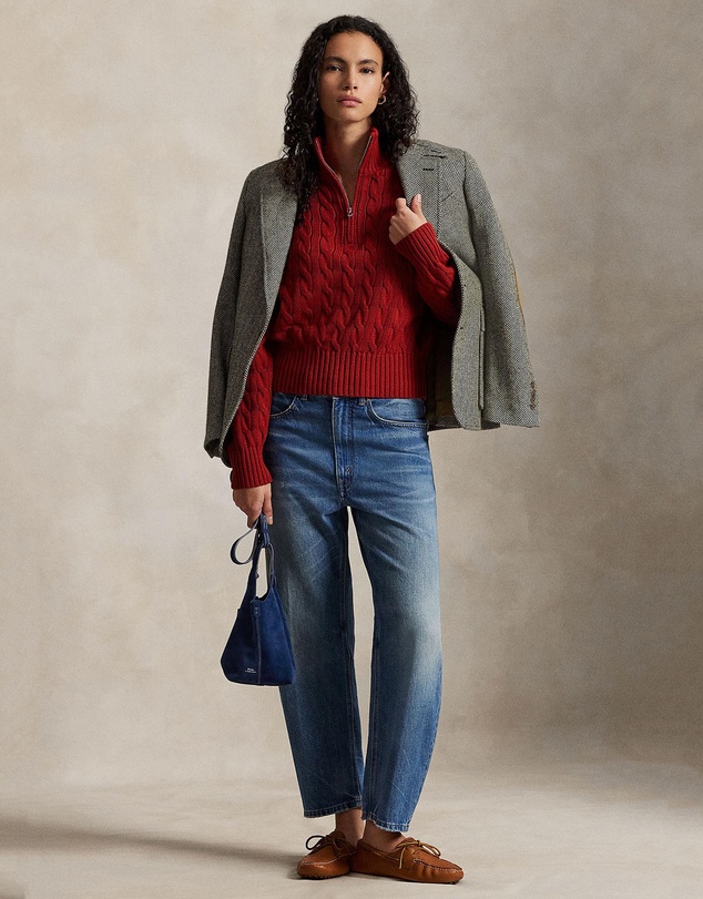 Polo Ralph Lauren - Cable-Knit Cotton Quarter-Zip Sweater - The ICONIC Exclusive