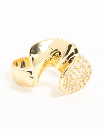 Lovisa - Gold Plated Cubic Zirconia Twisted Ring
