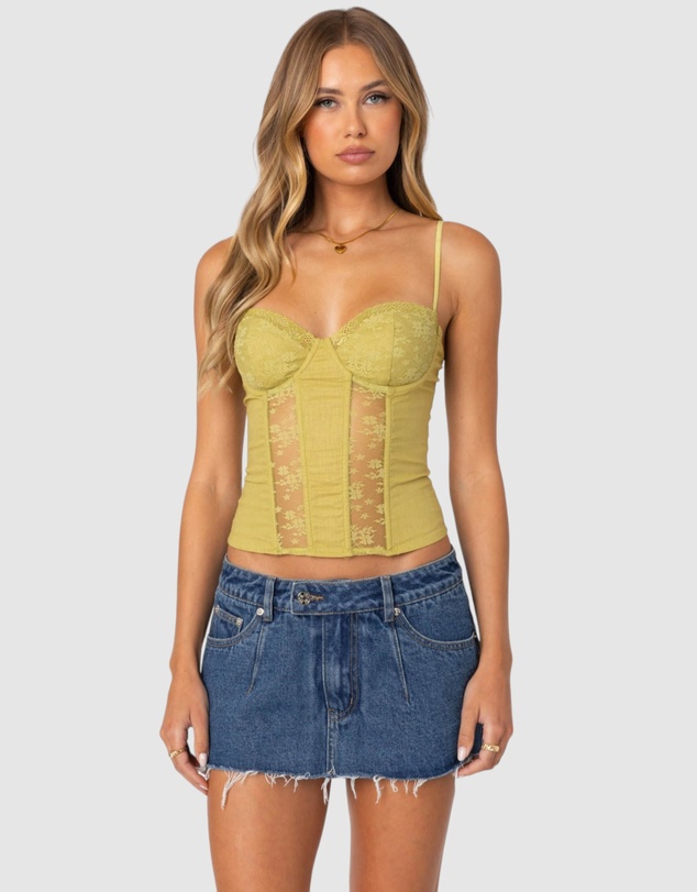 EDIKTED - Avena Linen Look Lacey Corset