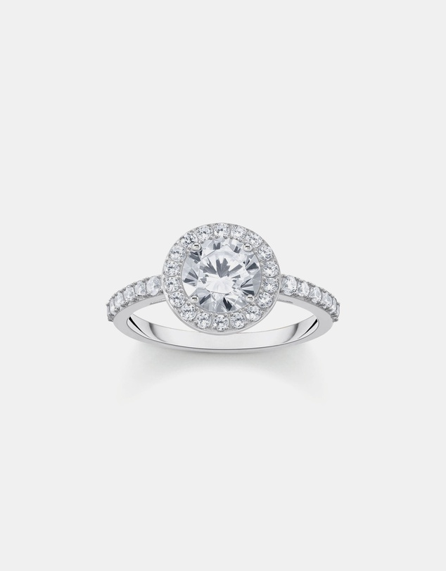 THOMAS SABO - Halo ring with white zirconia in brilliant cut