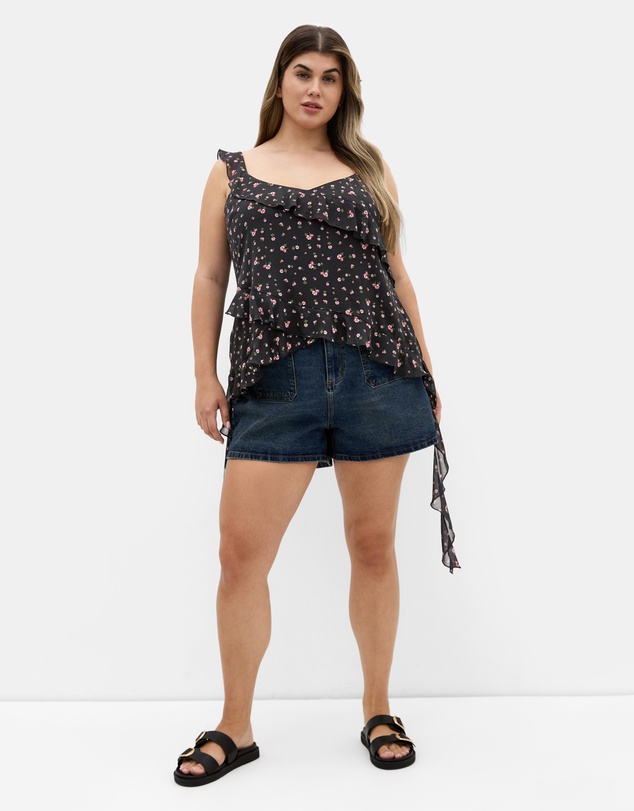 City Chic - Waverly Frill Print Top