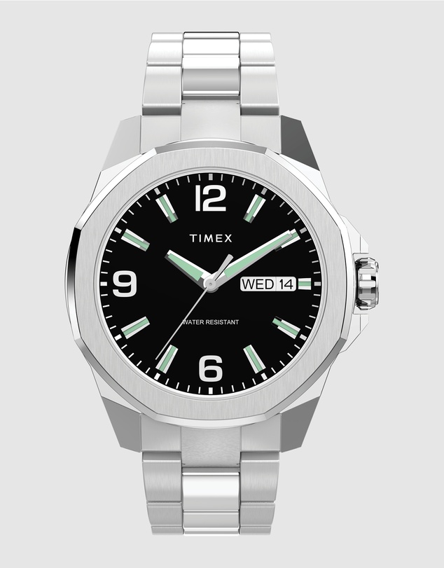 TIMEX - Essex Day & Date 46mm Stainless Steel Bracelet Watch