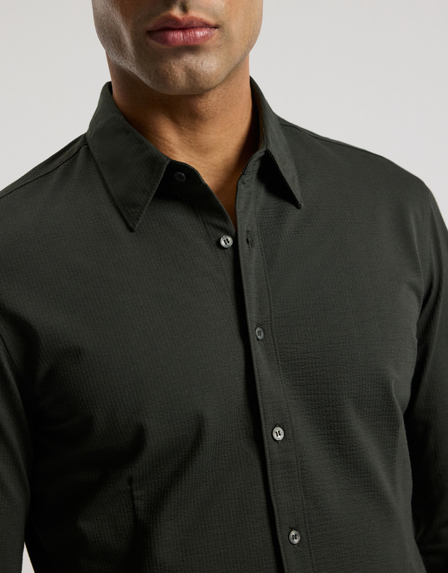 Calibre - Textured Knit Stretch Shirt Dark Khaki