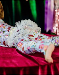 Fleur Harris - 'Curious Bunny' Fabulous Frilled Legging in Cornflower Check