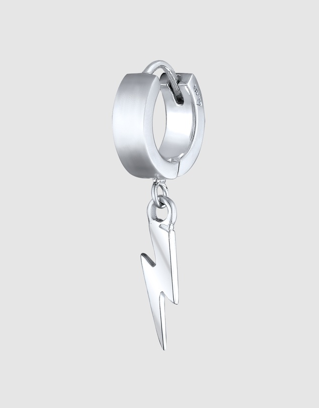 Kuzzoi - ICONIC EXCLUSIVE - Earrings Men Creole Lightning Pendant Single Piece in 925 Sterling Silver