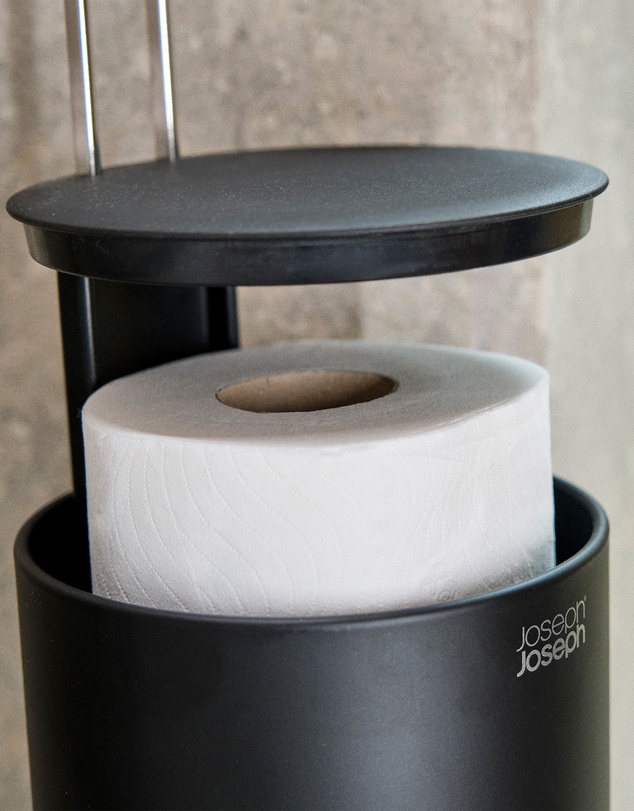 Joseph Joseph - EasyStore™ Matt Black Concealed Toilet Roll Holder