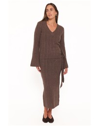 Petal & Pup - Everett Cable Knit Skirt Set - Chocolate