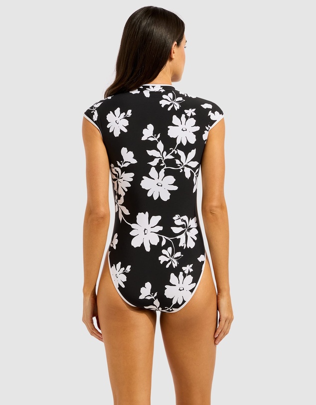 Seafolly - Mayflower Cap Sleeve Zip Front One Piece Swimsuit