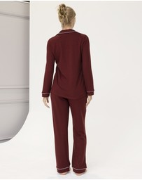 Angel Maternity - Larah Maternity Long Sleeve Winter Pyjama Set in Burgundy