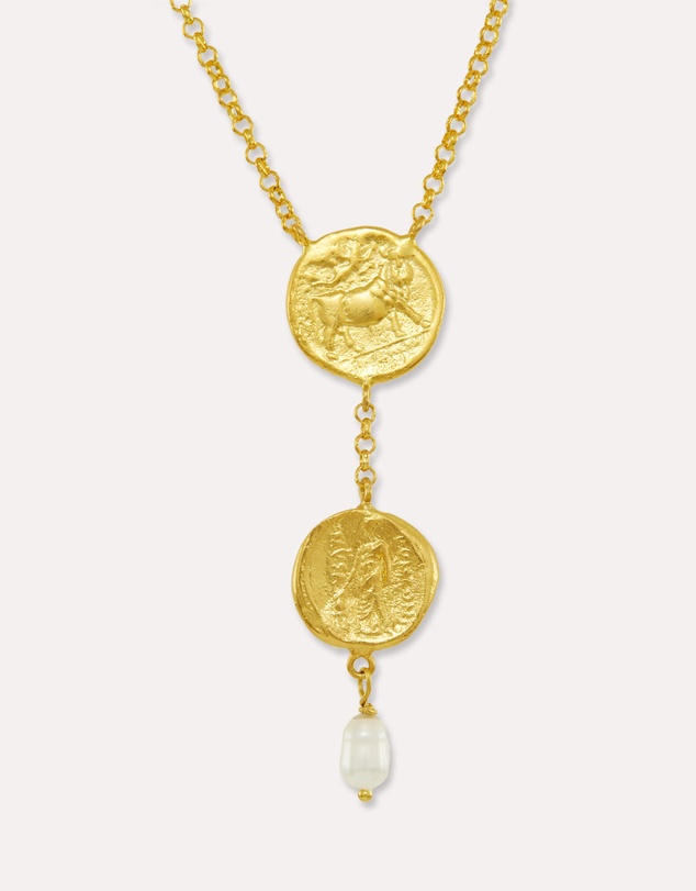 Ottoman Hands - Odella Gold and Pearl Pendant Necklace