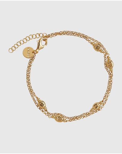 Najo - Volare Yellow Gold Double Chain Bracelet (18.5cm+ext)