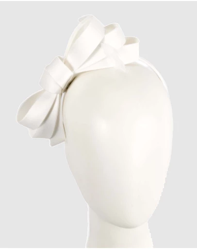 Max Alexander - Large White Satin Bow Racing Fascinator