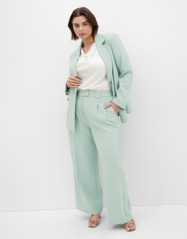 City Chic - Plus size Jazmin Crepe Pant - mint