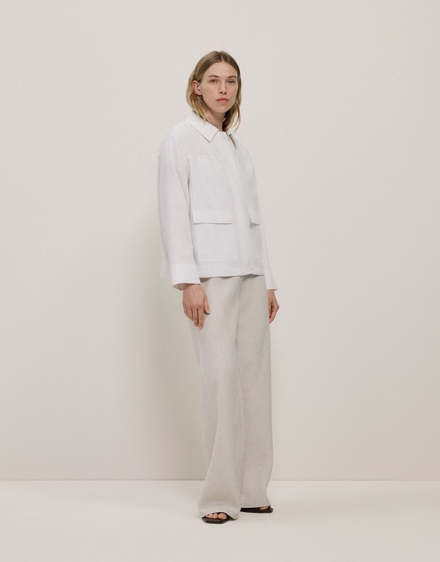 Trenery - Linen Blend Panel Detail Jacket in White