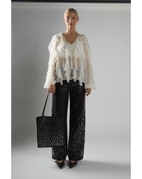 Glamorous - V-neck Button front Ruffle Blouse