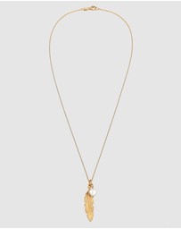 Elli Jewelry - Necklace Feather Shell Pearl 925 Sterling Silver Gold-plated