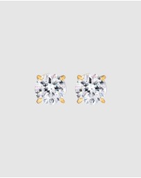Kuzzoi - ICONIC EXCLUSIVE - Earrings Men Ear Studs Round Timeless with Crystals in 925 Sterling Silver Gold Plated