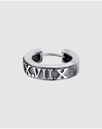 Kuzzoi - ICONIC EXCLUSIVE - Earrings Single Creoles Roman Numerals in 925 Sterling Silver Oxidised
