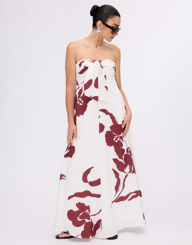 Minima Esenciales - Marlowe Linen Strapless Maxi Dress