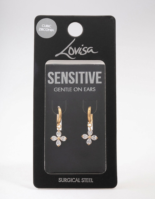 Lovisa - Gold Plated Surgical Steel Flower Huggie Hoop Earrings