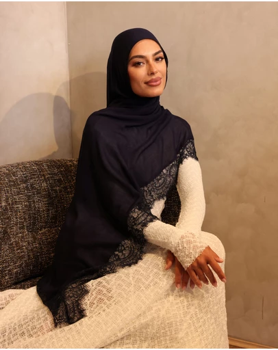 Mod Squad - Lace trim modal hijab - Ink