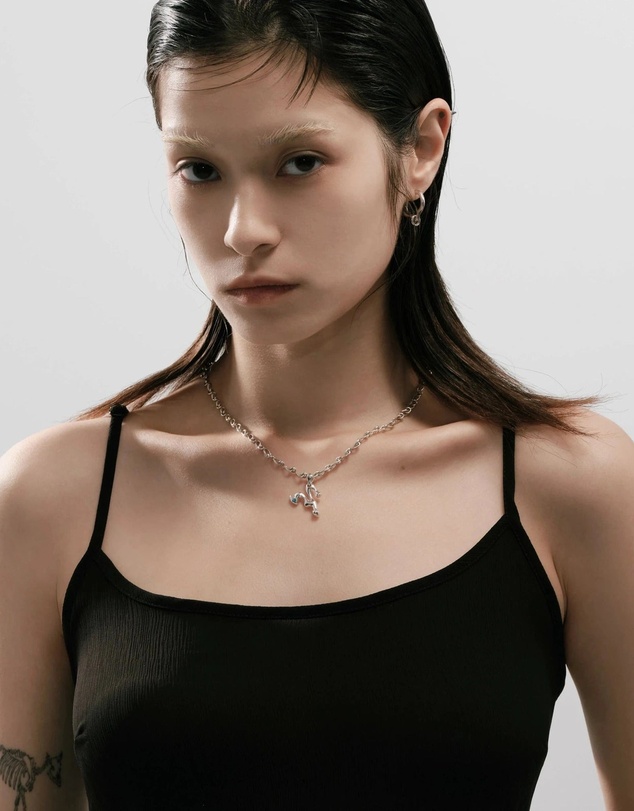 Graedance - Aries Aquamarine Pendant on Eclipse Necklace
