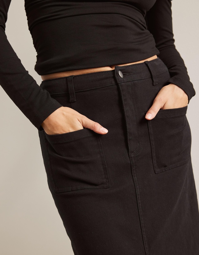 AERE - Cotton Split Front Midi Skirt