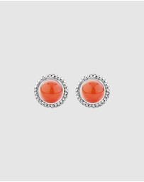 Elli Jewelry - Earrings Stud Cornelian Birthstone September 925 Sterling Silver