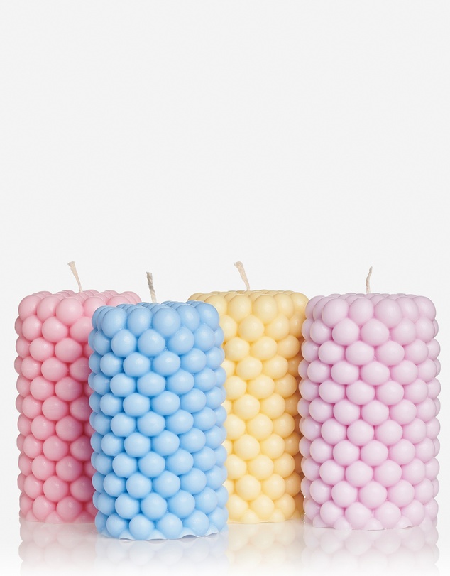 XRJ Celebrations - Mini Bubble Pastel Pillar Multi pack - Blue Lilac Yellow Pink
