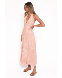 Petal & Pup - Sierra Wrap Midi Dress - Peach Floral