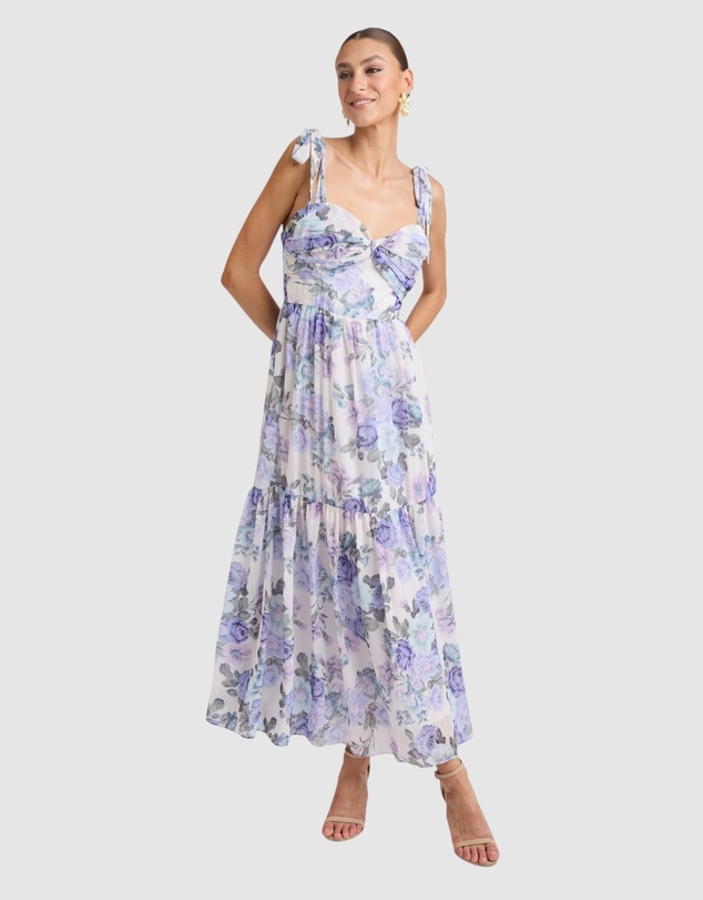 Honey and Beau - Fluerina Twist Front Midi Dress