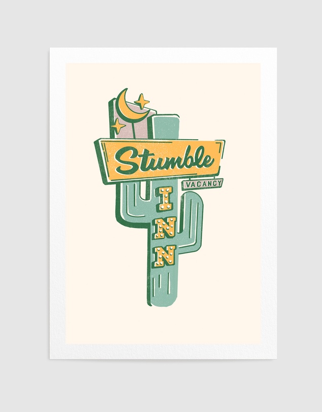Olive et Oriel - Stumble Inn Southwestern Roadside Motel by The Whiskey Ginger Art Print