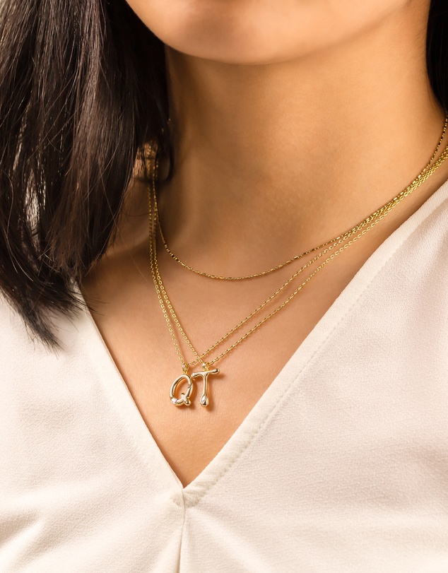 Wanderlust + Co - Alphabet Bubble Pendant Necklace - Letter T