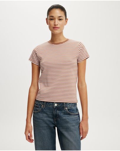 Madi Stripe Walnut & Babydoll